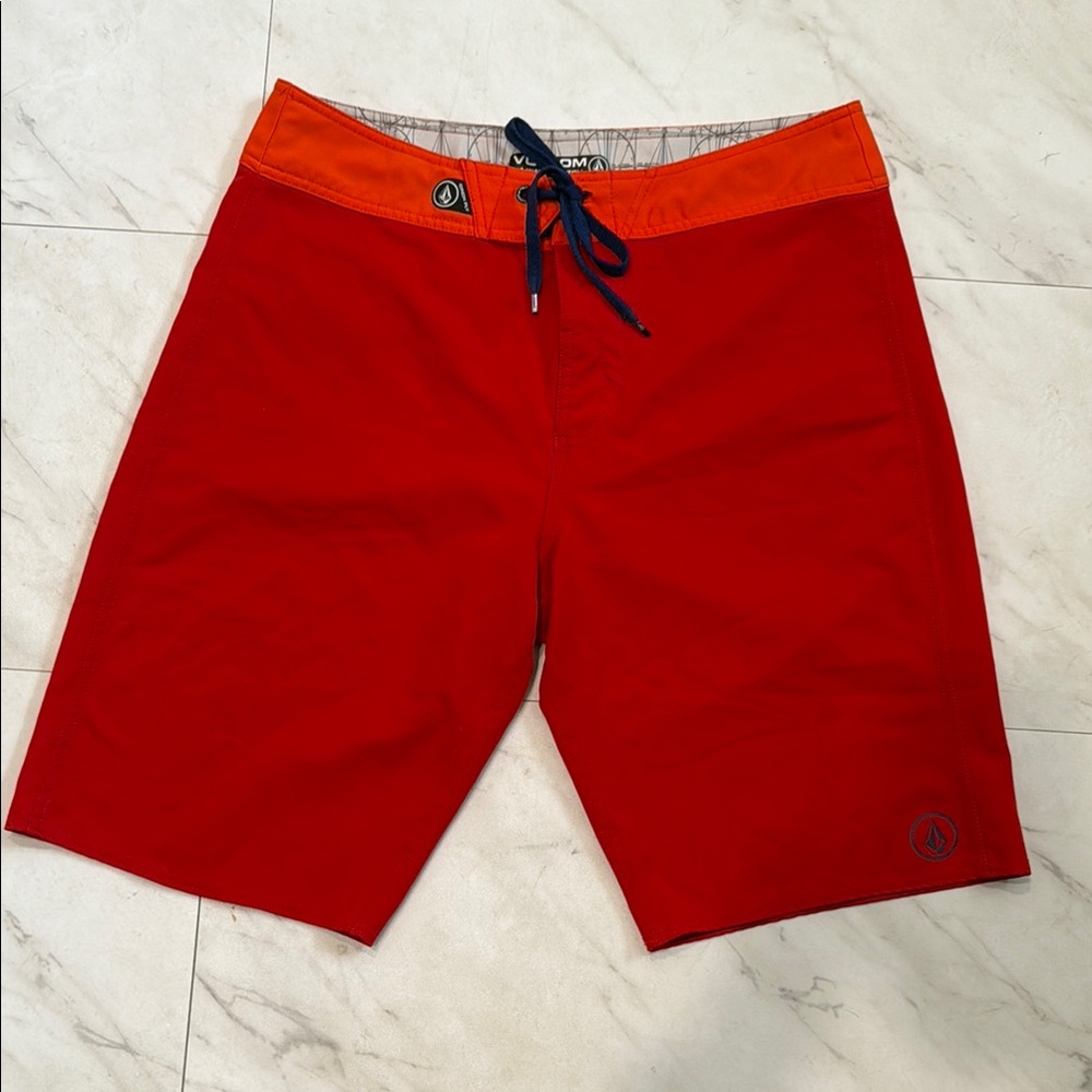 Volcom Red and Orange Board Shorts Swimwear